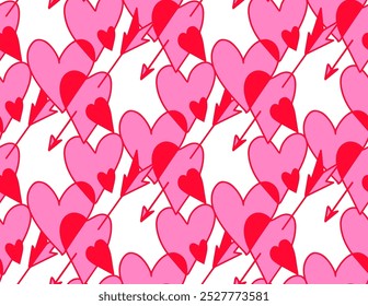 cute pattern of pink heart overlay in coquette style