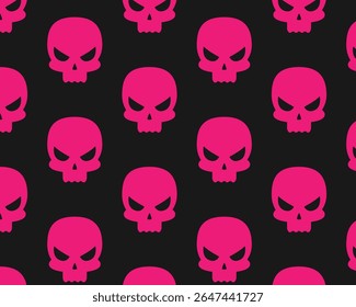 A cute pattern of pink skulls. Vector illustration in flat style