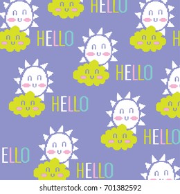 Cute pattern  Pixel art, childish print.