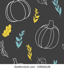 Cute pattern with pumpkins. Seamless hand drawn vector for backgrounds, fabric, paper goods etc.