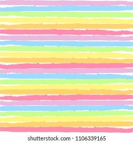Cute pattern with rainbow colors stripes.  Textured background for Birthday, party, rainbow concept. Vector illustration.