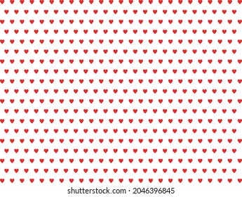 Patrón lindo con corazones rojos sobre fondo blanco, decoración navideña, diseño para la decoración de vacaciones, papel envolvente, impresión, tela o textil, concepto de amor, tarjeta de Navidad, ilustración vectorial