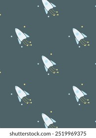 cute pattern with rockets for the children's room