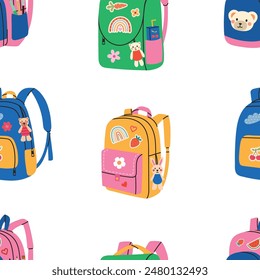Cute pattern with school backpacks