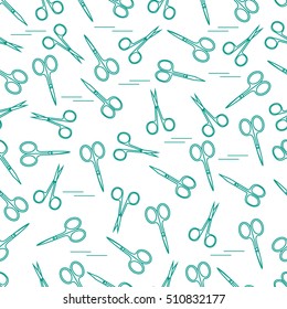 Cute pattern of scissors for manicure and pedicure. Design for banner, flyer, poster or print. 