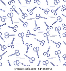 Cute pattern of scissors for manicure and pedicure. Design for banner, flyer, poster or print. 