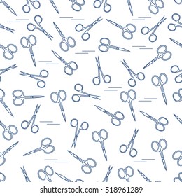Cute pattern of scissors for manicure and pedicure. Design for banner, flyer, poster or print. 