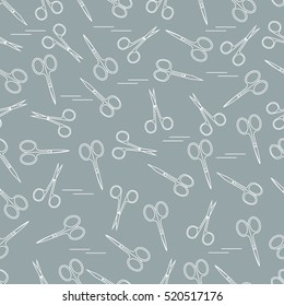Cute pattern of scissors for manicure and pedicure. Design for banner, flyer, poster or print. 