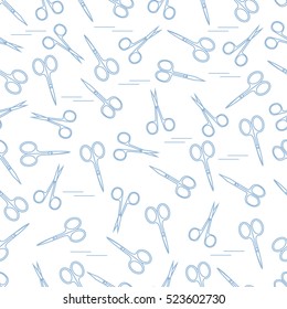 Cute pattern of scissors for manicure and pedicure. Design for banner, flyer, poster or print. 