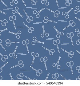 Cute pattern of scissors for manicure and pedicure. Design for banner, flyer, poster or print. 
