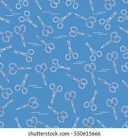 Cute pattern of scissors for manicure and pedicure. Design for banner, flyer, poster or print. 