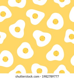 Cute pattern with scrambled eggs with eyes for notebook design in cartoon style