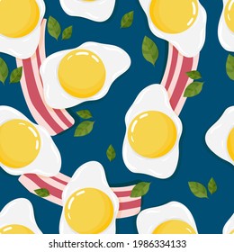 Cute pattern from Scrambled eggs. Unusual parint. Healthy breakfast. Vector illustration isolated on white background