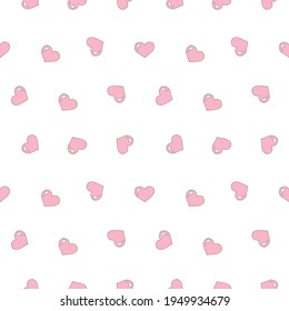 Cute pattern. The seamless background of red hearts on a white background. Vector 10 EPS