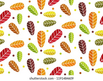 cute pattern seamless with colorful autumn leaves, vector illustration
