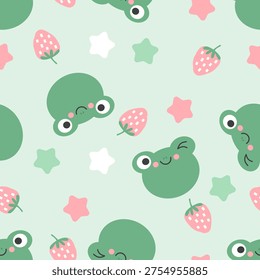 Cute pattern seamless with frog cute cartoon fabric design