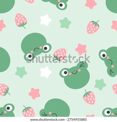 Cute pattern seamless with frog cute cartoon fabric design