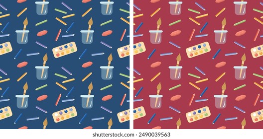 Children’s cute pattern set, back to school pattern, back to school doodle pattern set. Vector illustration in flat style.