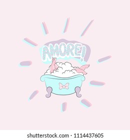 Cute pattern with shower and slogan. Vector baby design for fashion apparels, t shirt, stickers and printed tee design.