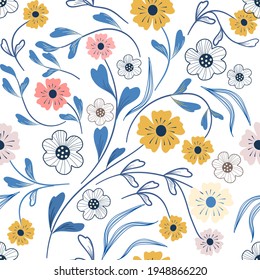 Cute pattern in small flower. Small colorful flowers. Ditsy floral background. The elegant the template for fashion prints.