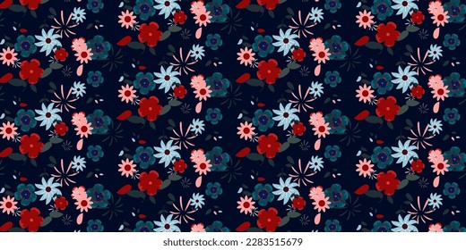 Patrón lindo en flor pequeña. Pequeñas flores de colores. Fondo blanco. Fondo floral de color marrón. La elegante plantilla para las impresiones de moda.