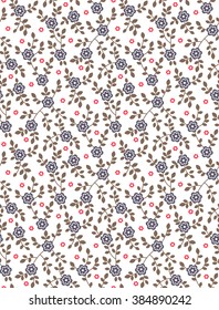 Cute pattern in small flower. Small colorful flowers seamless pattern. White background. Seamless flower pattern. 