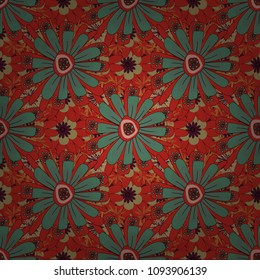 Cute pattern in small flower. Ditsy floral background. Small red, green and gray flowers. Vector seamless pattern. The elegant the template for fashion prints.