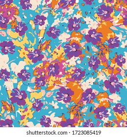 Patrón lindo en una flor pequeña. Poco dejan flores. Colorido y luminoso dibujo de la silueta de verano . Abstracto sin fisuras con hojas, amapolas. Vector de plantilla de composición de fondo para estilo moderno.
