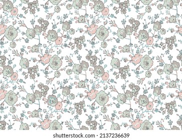 Cute pattern in small flower. Small pastel flowers seamless pattern. White background. Seamless flower pattern.Seamless pattern with liberty flowers. Retro vector floral background.