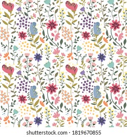 Cute pattern in small flower. Small pink flowers. Dark blue background. Ditsy floral background. The elegant the template for fashion prints.