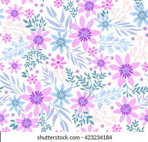Cute pattern in small flower. Small pink flowers. White background. Spring floral background. The elegant the template for fashion prints.
