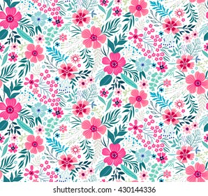 Cute pattern in small flower. Small pink flowers. White background. Ditsy floral background. The elegant the template for fashion prints.