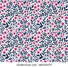 Cute pattern in small flower. Small pink flowers. White background. Ditsy floral background. The elegant the template for fashion prints.