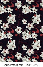 Cute pattern of small flowers. Cafe floral background Fashion template stylish for print.flowers decor and wallpaper.