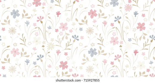 Cute pattern in small flowers. Floral seamless background for fabric, wallpaper, wrapping, paper.