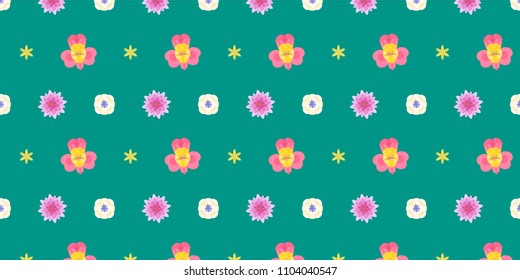 cute pattern of small flowers. Summer millefleurs. Floral simple background for textile or book covers, manufacturing, wallpapers, print, gift wrap, scrapbooking. Trendy colors millefleurs.