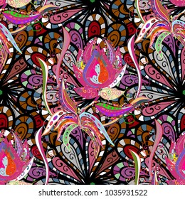 Cute pattern with small flowers. Vector illustration. Floral pattern with flowers and leaves.