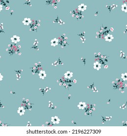 Cute pattern in small seamless pattern on blue background