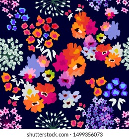 Cute pattern with small wildflowers. Seamless vector print with small bright flowers. Summer textile collection.