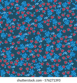 Cute pattern in small-scale flowers. High-coverage millefleurs. Floral seamless background for textile or book covers, manufacturing, wallpapers, print, gift wrap and scrapbook