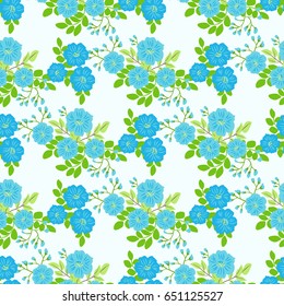 Cute pattern in small-scale flowers of nemophila. Pretty forget-me-not millefleurs. Floral seamless background for textile or book covers, manufacturing, wallpapers, print, gift wrap and scrapbooking.