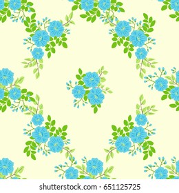 Cute pattern in small-scale flowers of nemophila. Pretty forget-me-not millefleurs. Floral seamless background for textile or book covers, manufacturing, wallpapers, print, gift wrap and scrapbooking.