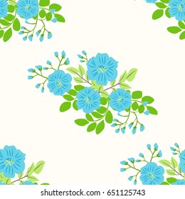 Cute pattern in small-scale flowers of nemophila. Pretty forget-me-not millefleurs. Floral seamless background for textile or book covers, manufacturing, wallpapers, print, gift wrap and scrapbooking