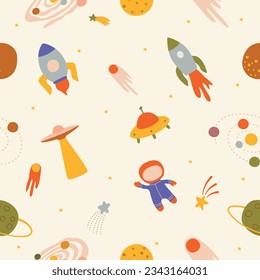 cute pattern of space elements