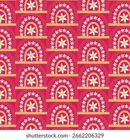  Padrão bonito com estrela , nuvem, arco-íris de bebê , arco-íris de boho, no design de fundo ROSA para crianças pano, azulejo , papel de parede, tecido, têxteis, cartões, tampas, banners, marca 
