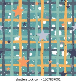 Cute Pattern with stars on background with tiny dots. Great for Wall Art, t-shirts, cups, fabric, textile, gift wrapping, scrapbooks, etc. Vector Illustration.
