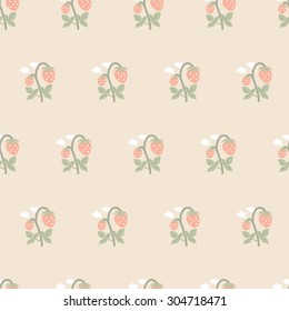 Cute pattern with strawberries on white background