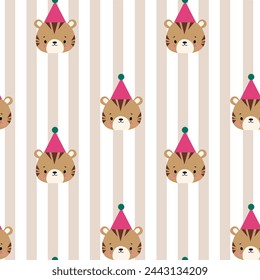 Nettes Muster mit gestreiftem und tierischem Kopf. Ideal für Tapeten, Hintergründe, Verpackung, Stoff, Scrapbook