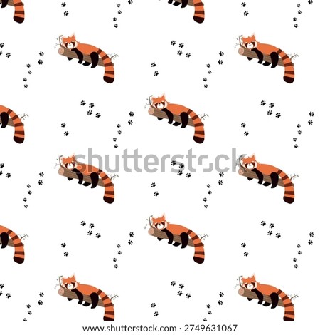 A cute pattern with a tailed animal. Red panda. Wallpaper for a nursery or textiles.