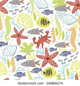 Cute pattern with the underwater world